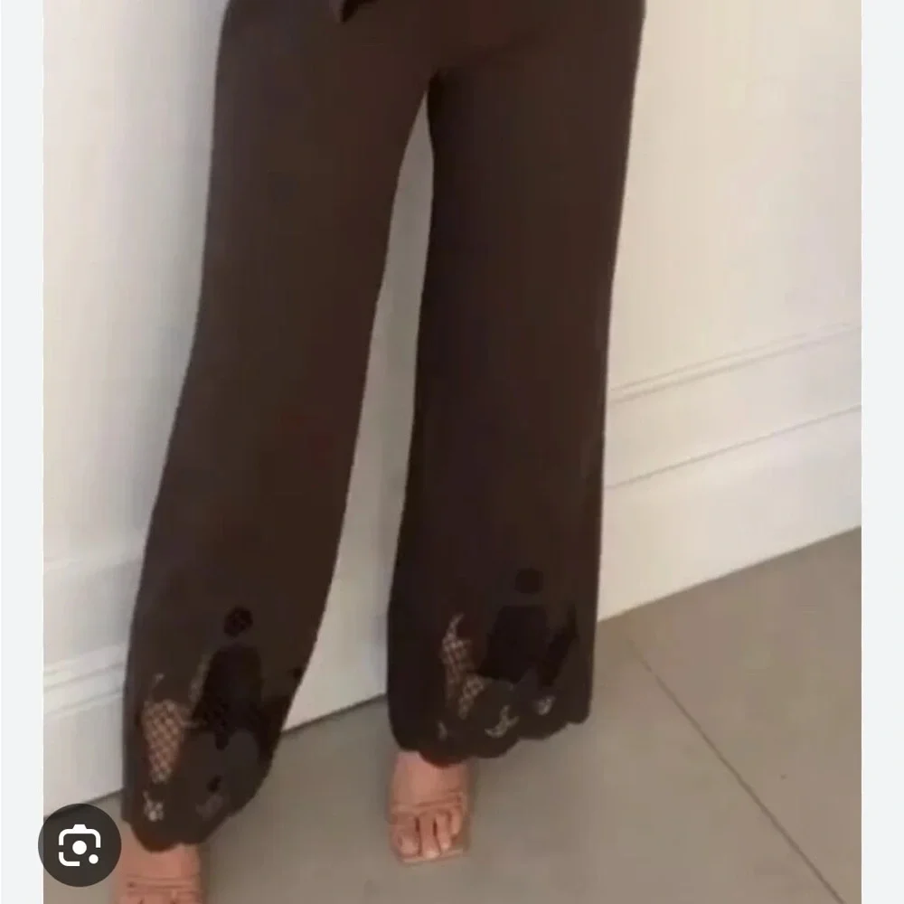 Zara NWT embroidered linen blend trousers 0881/406